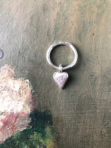 Irregular silver band with rustic heart