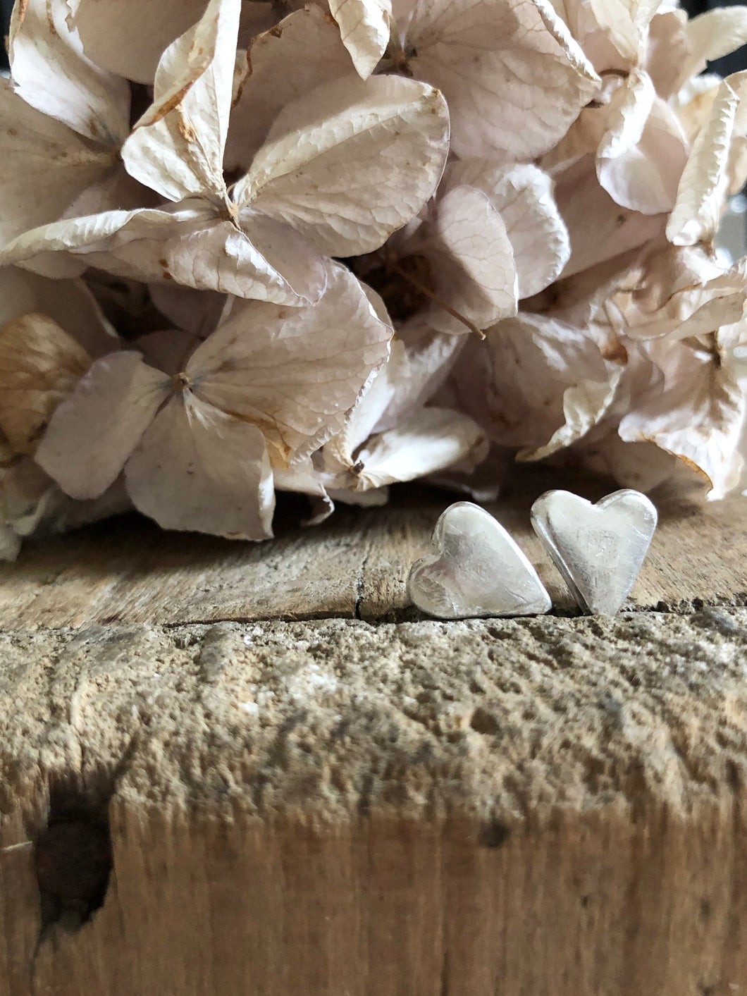 Little silver heart studs